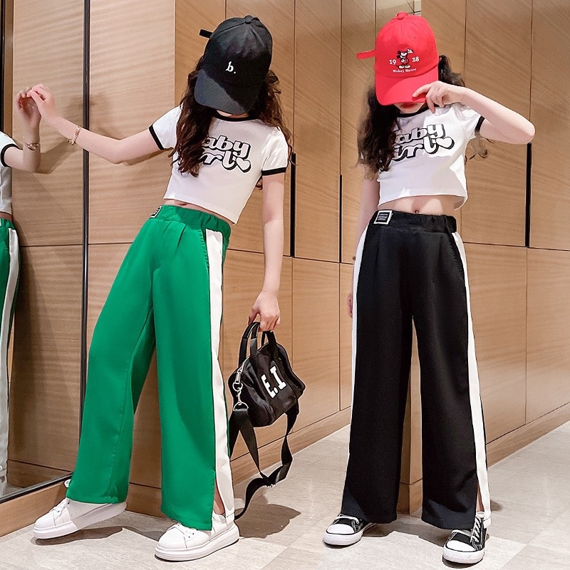 Set áo croptop quần suông cho bé gái size đại Thời trang trẻ em BEESHOP H22091
