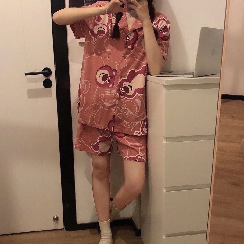 Đồ Bộ Nữ Pijama Mặc Nhà, Bộ Ngủ Dễ Thương Quần Cộc Áo Cộc Chất Vải Thô Hàn Mềm Cho Mùa  Hè BC05