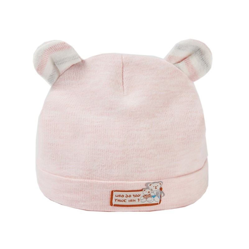 Mũ Cotton Tai Gấu Màu Trơn Dễ Thương Cho Bé Sơ Sinh 0-6 Tháng Tuổi