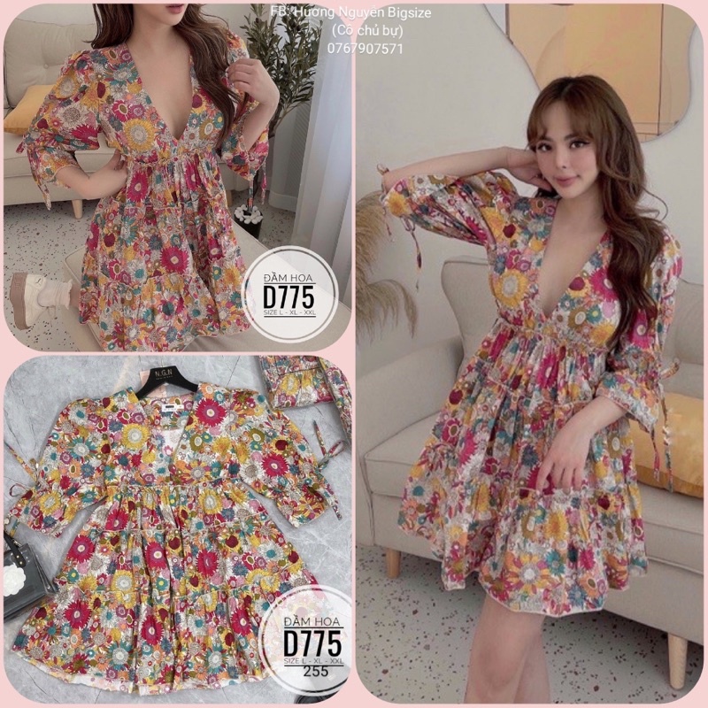 60-90kg Bigsize ĐẦM HOA D775