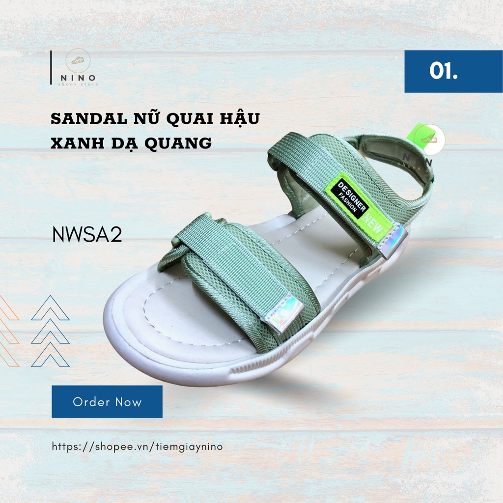Sandal Nữ Quai Hậu Xanh Dạ Quang Hàn Quốc Mùa Hè 2021 Fullsize - Tiệm Giày Nino