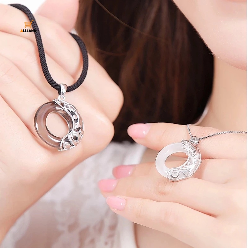 Vòng cổ mặt ngọc bích giả màu trắng đen hình phượng hoàng cổ điển