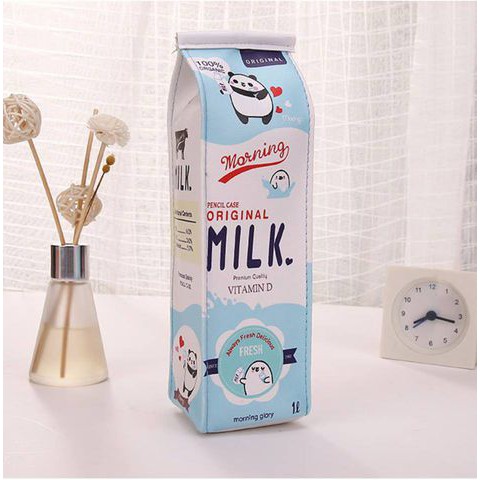 Hộp Bút Da Pu Hoạ Tiết Hộp Sữa MILK Siêu Dễ Thương H181