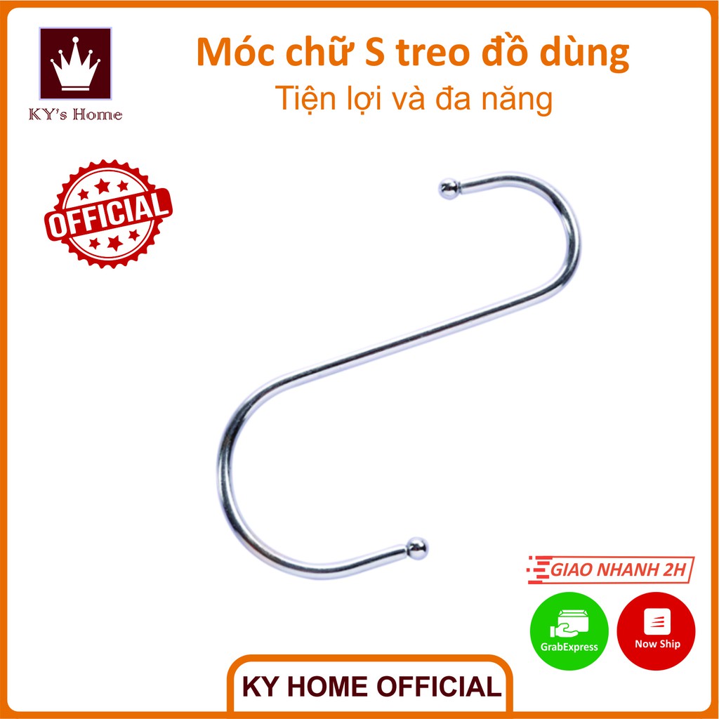 Móc Chữ S treo nồi niêu xoong chảo quần áo túi xách đồ dùng phòng tắm phòng bếp tiện dụng 9x4,5 cm