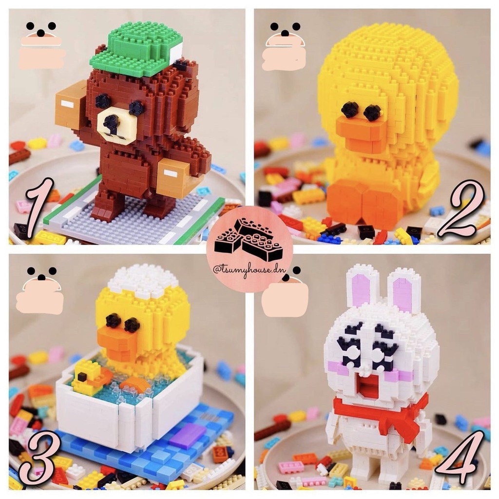 Đồ chơi xếp hình lắp ráp GẤU BROWN THỎ CONY GÀ SALLY l NANOBLOCK