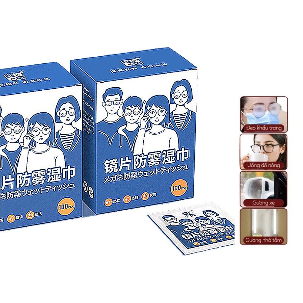 Khăn Lau Kính - Taky, Hộp 100 Gói Chống Bám Bụi Bẩn, Vân Tay Trên Kính Mắt, Gương - 7227