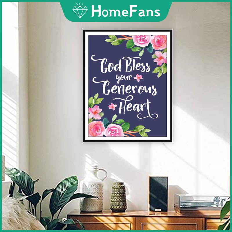 Bộ Tranh Đính Đá 5D Họa Tiết Chữ Độc Đáo Kích Thước 40x50cm Trang Trí Nhà Cửa