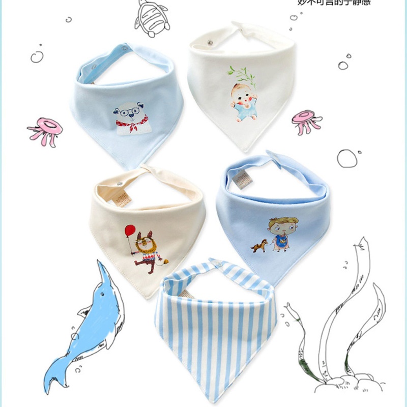 Set 5 Yếm Ăn Cotton Mềm Mại Hình Tam Giác Cho Bé Sơ Sinh
