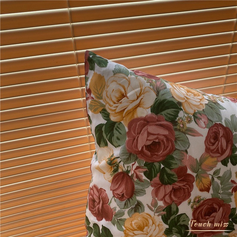 Bộ Chăn Ga Giường Và Vỏ Gối Hoa Pháp Vintage Cotton Living 100% Dày Dặn Thoáng Mát bọc nệm freesize Sunny Bedding