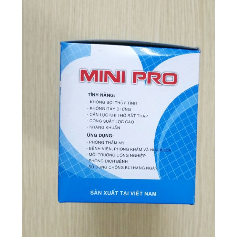 Khẩu trang y tế cao cấp MINIPRO (màu xanh), ngăn ngừa khói bui, ô nhiễm, bụi PM2.5. hộp 50 chiếc.