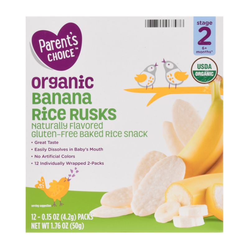 2 Gói bánh gạo ăn dặm Parents Choice rice rusks