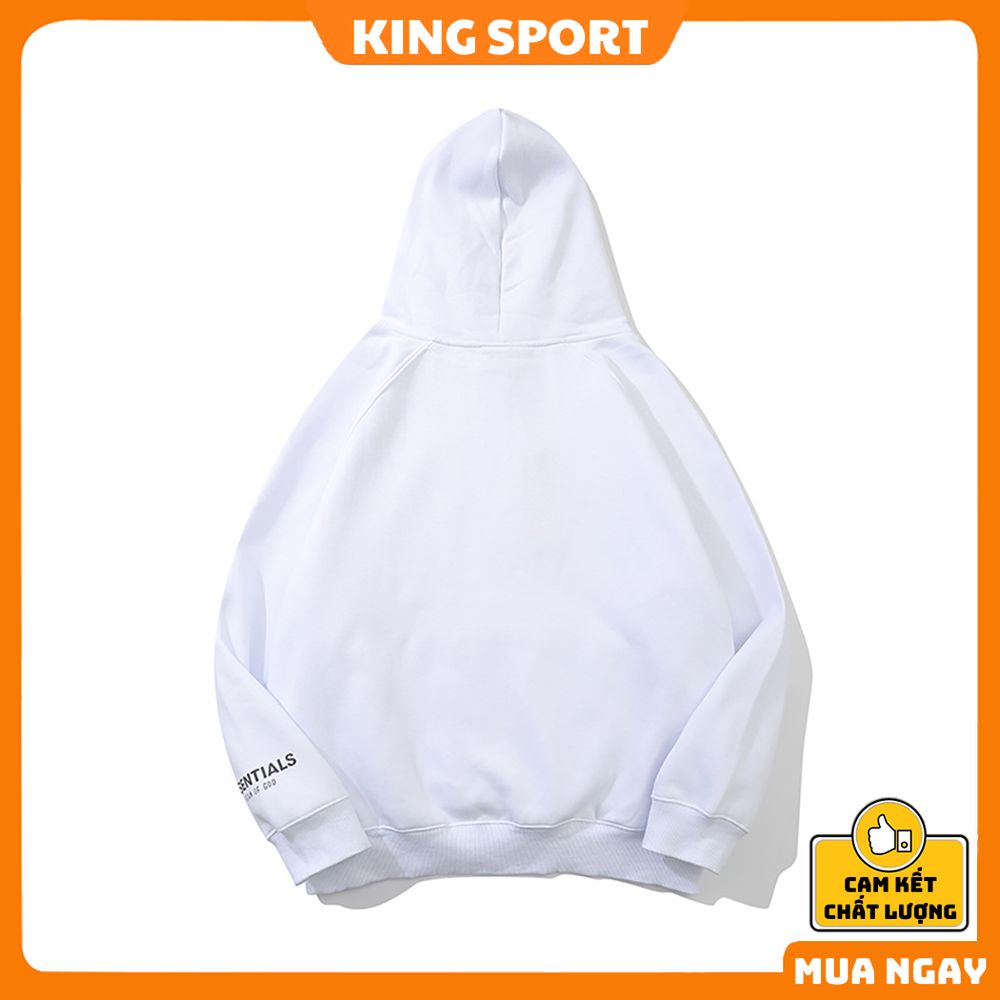 Áo hoodie essentials nữ form rộng vải nỉ mềm mịn ấm áp khoác ngoài cao cấp unisex trơn nhiều màu KING SPORT