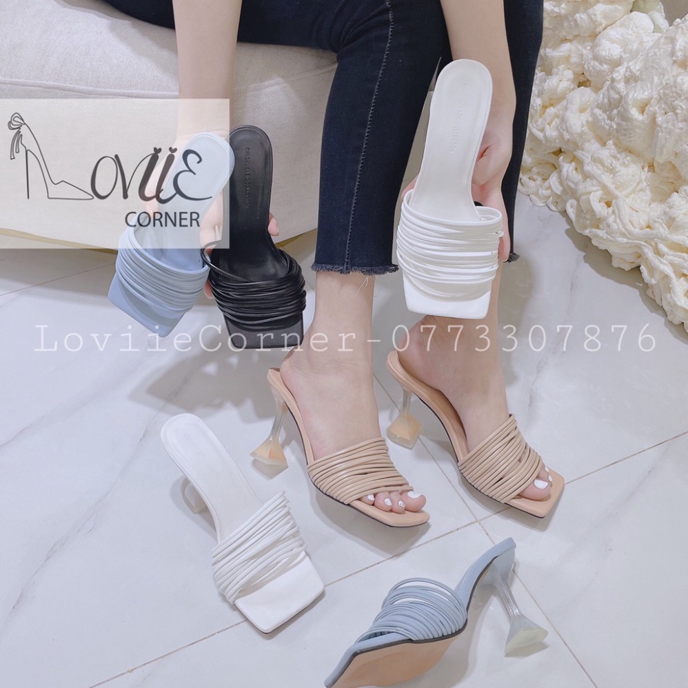GUỐC CAO GÓT DÂY LOVIIECORNER - DÉP CAO GÓT QUAI TRONG 9CM DÂY MẢNH YAUA D201137