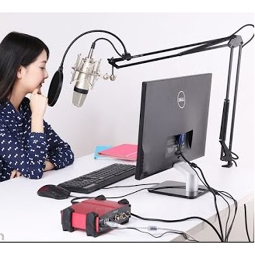 Chân đế micro kẹp bàn livestream Có Hộp