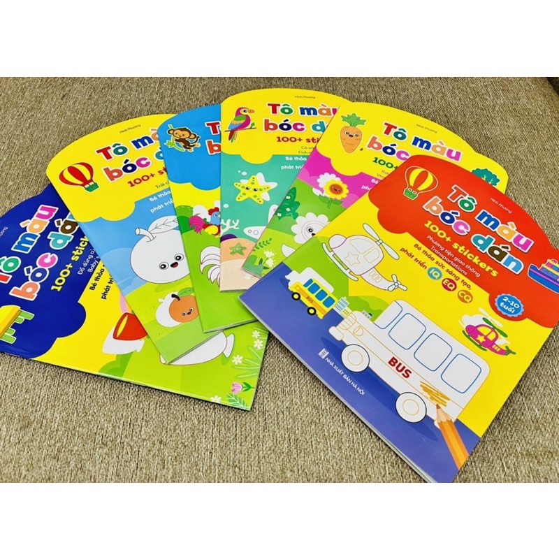 Sách - Combo 6 quyển Tô màu bóc dán 100+ stickers