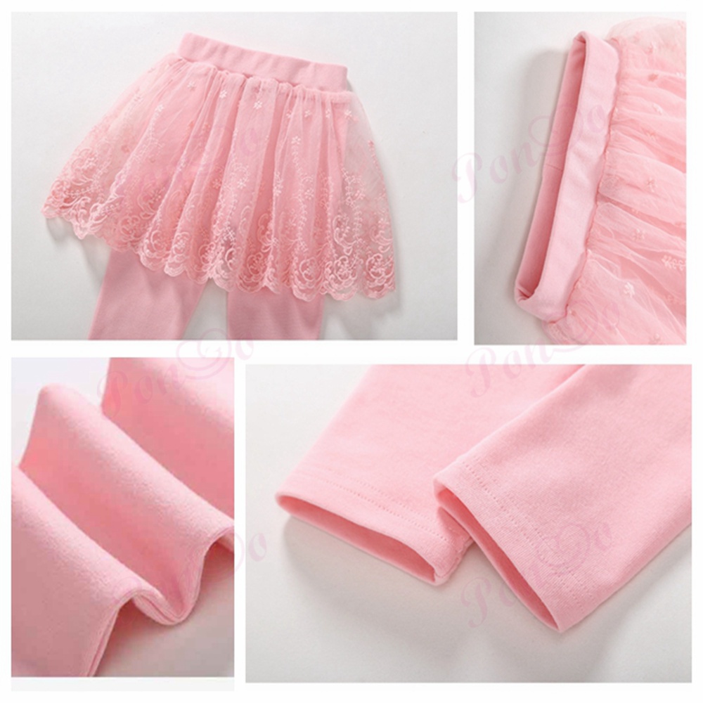 Quần Legging Giả Váy Phối Ren Cho Bé Gái 2-8 Tuổi