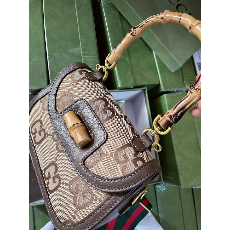 Túi xách gc quai gỗ dây đeo chéo bản to size 20 fullbox