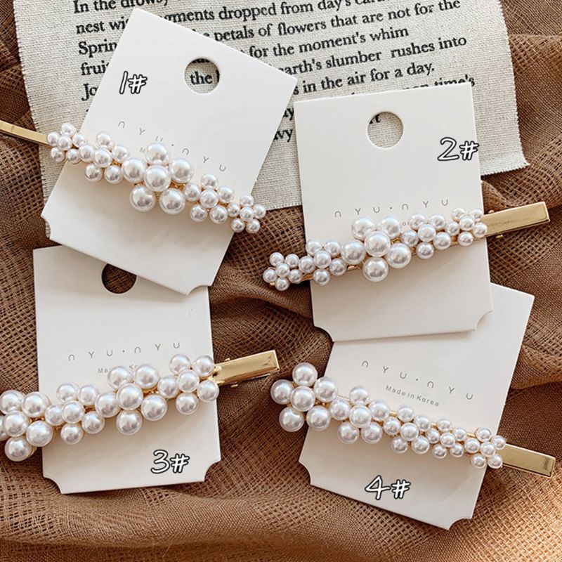 Kẹp Tóc Hoa Đính Ngọc Trai Nhân Tạo Phong Cách Vintage Hàn Quốc