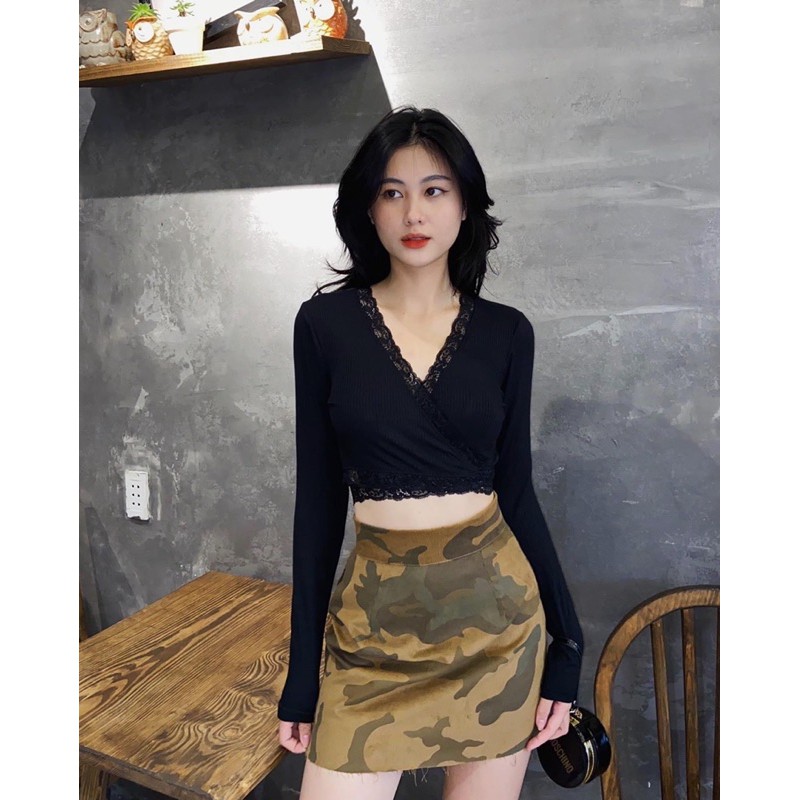 Áo thắt eo ren viền tay dài ( NEW IN ) | BigBuy360 - bigbuy360.vn