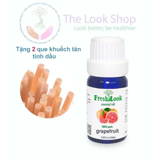 Bộ khuếch tán tinh dầu Bưởi - Vỏ bưởi hồng Grapefruit Essential Oil 10ml FreshLook-  Khử mùi hôi, thư giãn, chăm sóc tóc