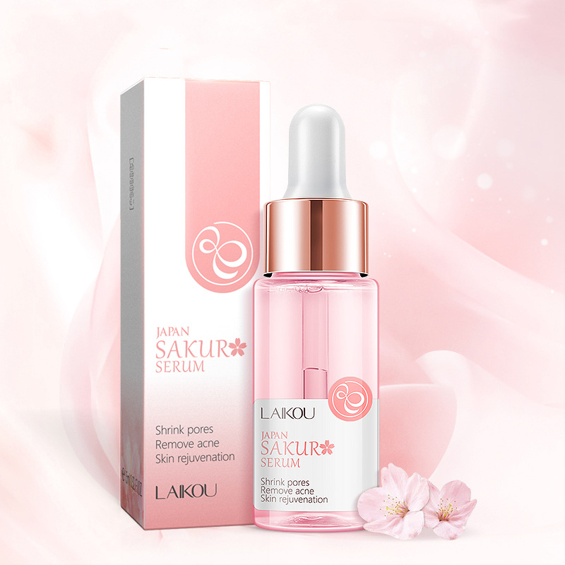 Serum hoa anh đào LAIKOU thu nhỏ lỗ chân lông chống lão hóa với axit hyaluronic dưỡng ẩm chuyên dụng 17ml