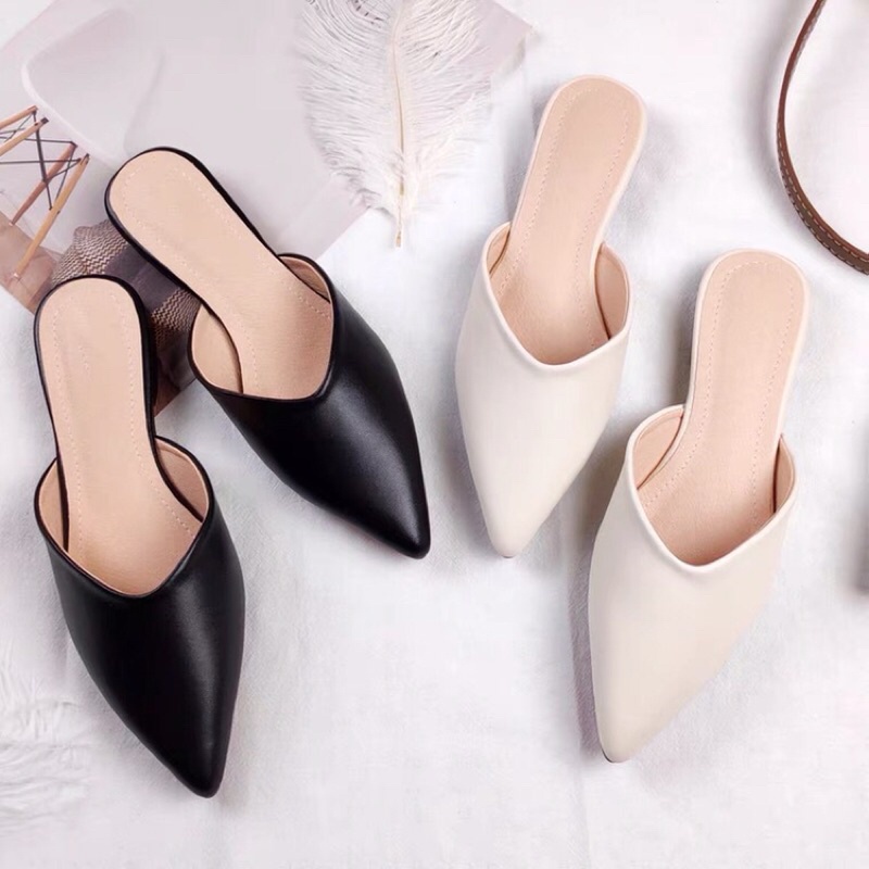 [Free Ship] Giày sục nữ gót thấp mũi nhọn kiểu dáng đơn giản 2 màu Shose_fashion13 TT22