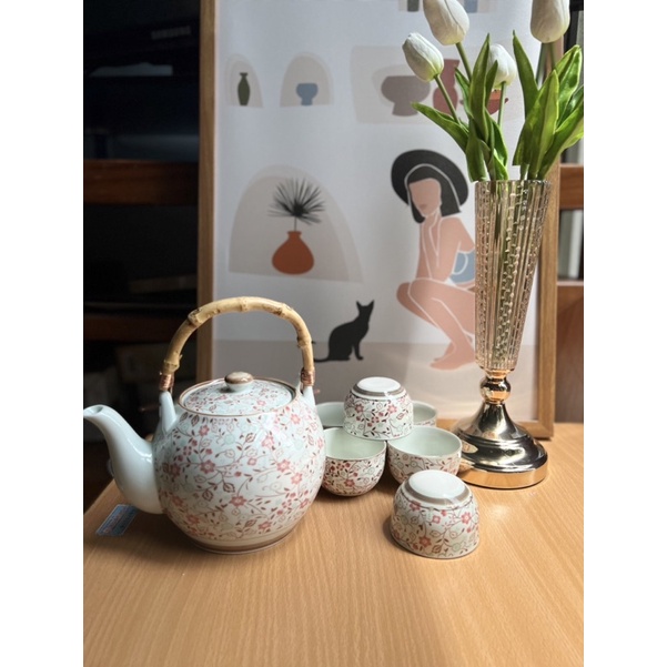 Bình trà hoa nhí kèm lọc trà phong cách vintage để bàn siêu sang – Decor, trang trí - Dungcunhabephd