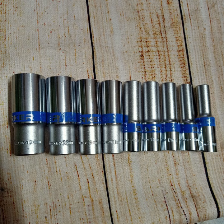 Combo bộ đầu tuýt vặn khẩu - 9 đầu chân 1/2 8 -24mm dài 80mm