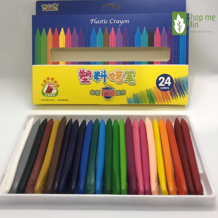 Bộ bút màu 24 chiếc cho bé tập vẽ, Bộ 24 bút màu sáp hữu cơ an toàn cho bé - MIN33