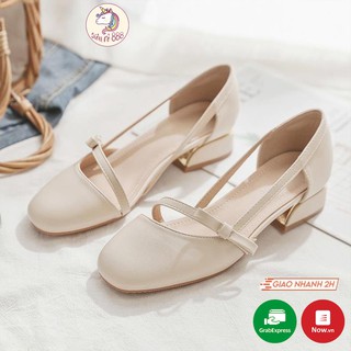 Giày da mềm gót vuông phong cách - G092