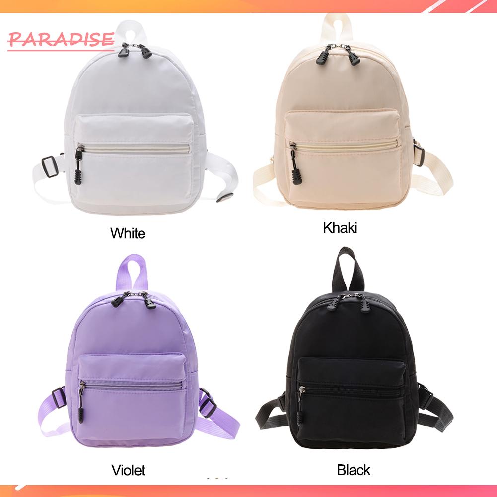 Ba Lô Mini Vải Nylon Màu Trơn Thời Trang Cho Nữ