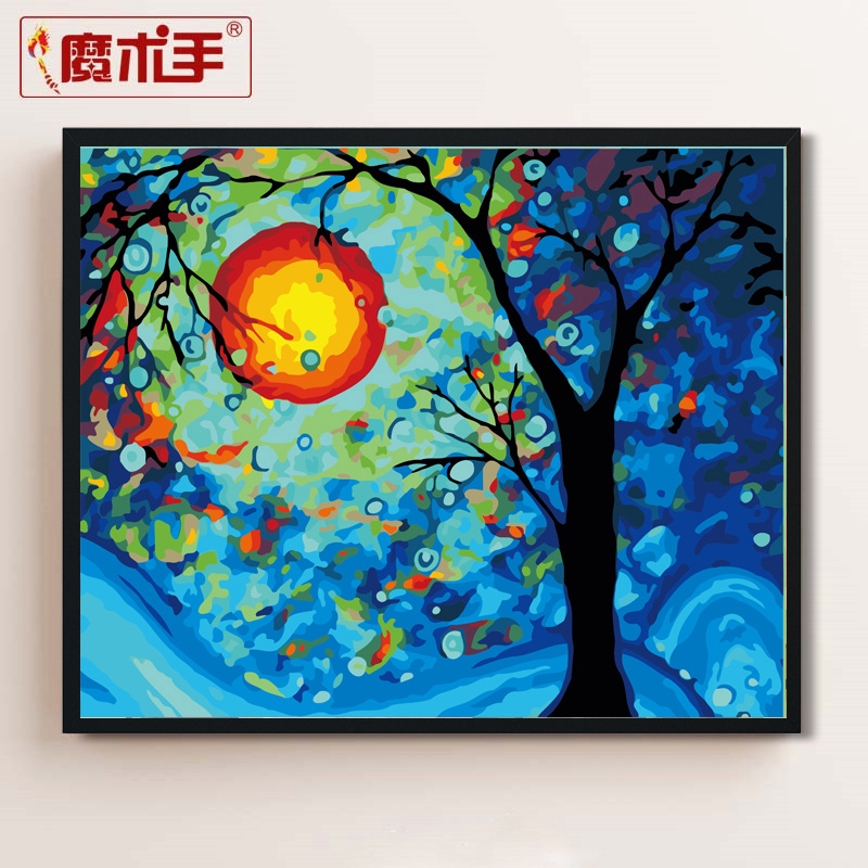 DIY digital oil painting landscape flowers plants flowers living room large digital hand-painted decorative painting lotus