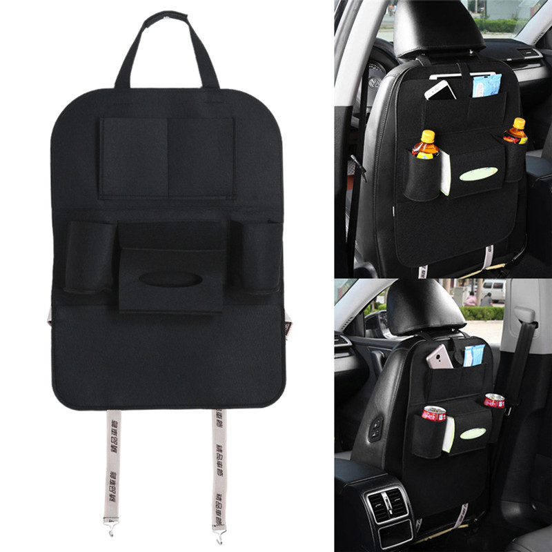 Túi đựng đồ gắn phía sau ghế xe hơi nhiều ngăn màu đen đa năng tiện lợi