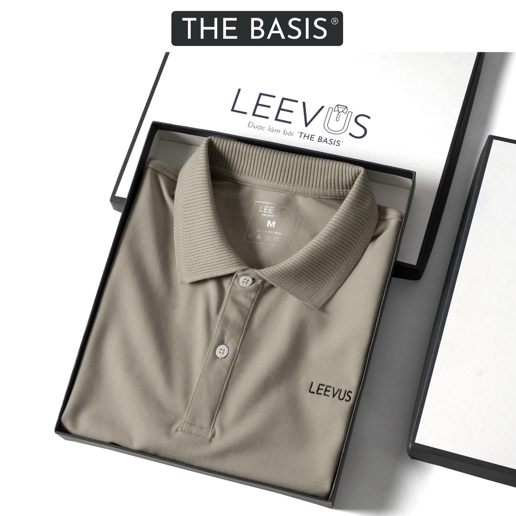 Áo Polo nam có cổ DASA LEEVUS màu be, thêu logo, vải CVC cá sấu, form regular APL23