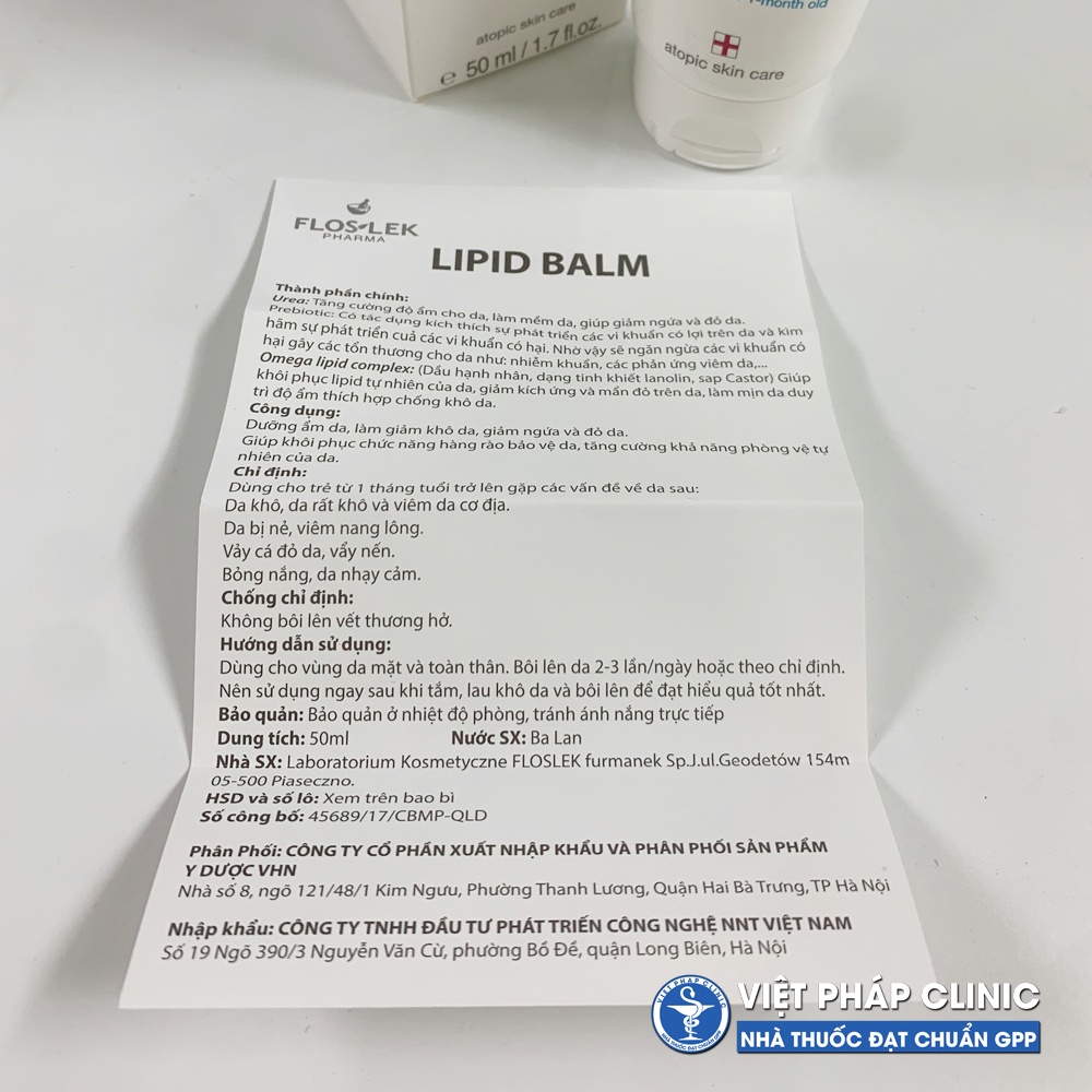 Kem Dưỡng Ẩm Floslek Lipid Balm 50ml - Giảm Khô Da, Giảm Ngứa, Kích Ứng Da