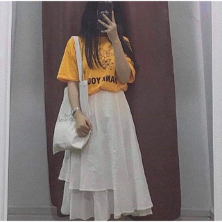 Chân váy xuông midi dáng xoè ulzzang