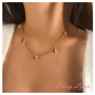 JH-XL018 Stainless Steel Butterfly Pendant Metal Necklace Wishbone Chain Fashion Geometric Necklace Chain