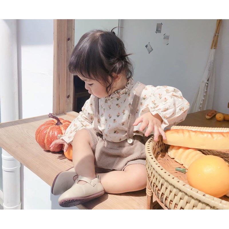 Bộ quần ngắn kèm dây đeo phong cách hàn quốc thời trang dễ thương cho bé gái