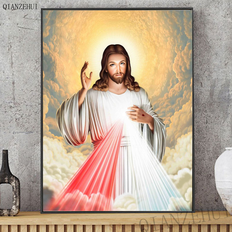 Bộ Tranh Đính Đá Tự Làm Hình Chúa Jesus Và Cây Thánh Giá