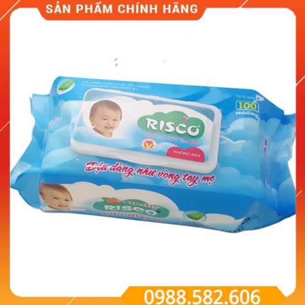 Khăn Giấy Ướt Không Mùi Baby Risco 100 Tờ Có Nắp Đậy An Toàn Cho Bé - 8938506395073