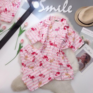 Đồ Bộ Pijama Ngắn Họa Tiết Siêu Dễ Thương (Hồng)
