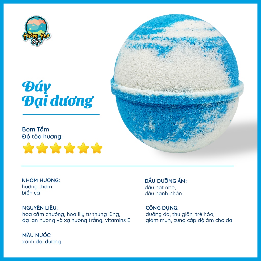 Bom tắm, Thơm Tho Sto, viên sủi bồn tắm sủi màu sắc ĐÁY ĐẠI DƯƠNG, bath bomb