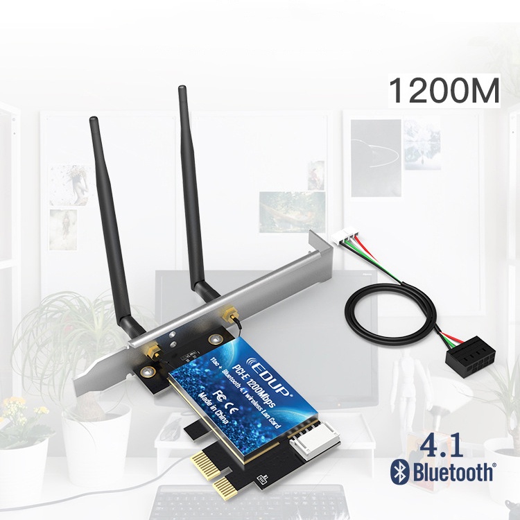 Card wifi pc không dây PCI-E 1300m Bluetooth 5.0 trên máy tính để bàn tích hợp bộ thu tín hiệu 2.4 / 5.8G băng tần kép