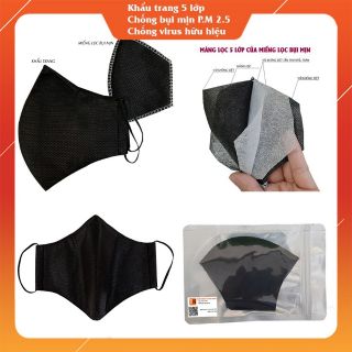 Khẩu trang kháng khuẩn 5 lớp tinh dầu tràm - combo 2 chiếc