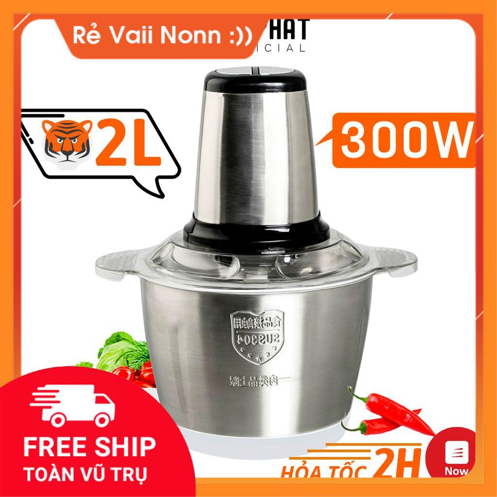 Máy Xay Thịt💖FREE SHIP💖Máy xay sinh tố cầm tay Cối Inox 4 Lưỡi Đa Năng,Công suất 300W xay thịt, tỏi ớt, rau củ quả.