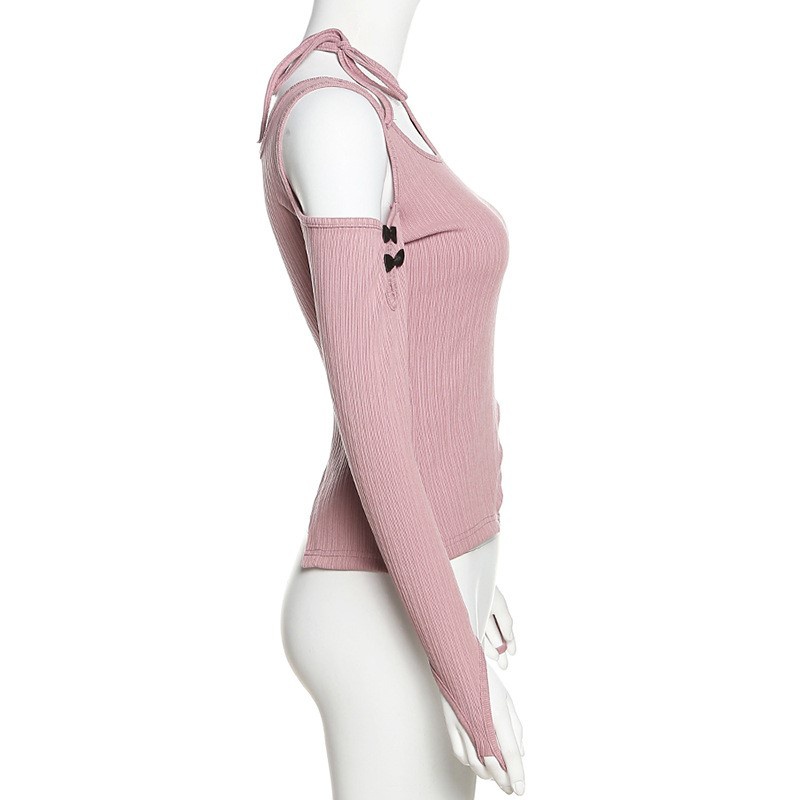 Áo croptop nữ xỏ ngón HAGA áo thun vạt lệch hở vai AHVVL59