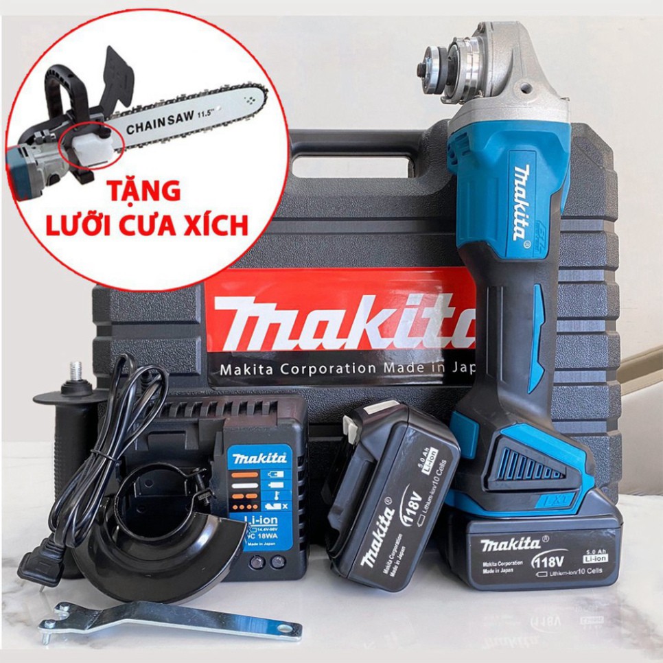 [Nội Địa]Mua 1 Được 2 - Máy Mài Pin Maktia 118V Tặng Lưỡi Cưa Xích Gắn Máy Mài - Máy Mài Góc.MALAYSIA LOẠI 1