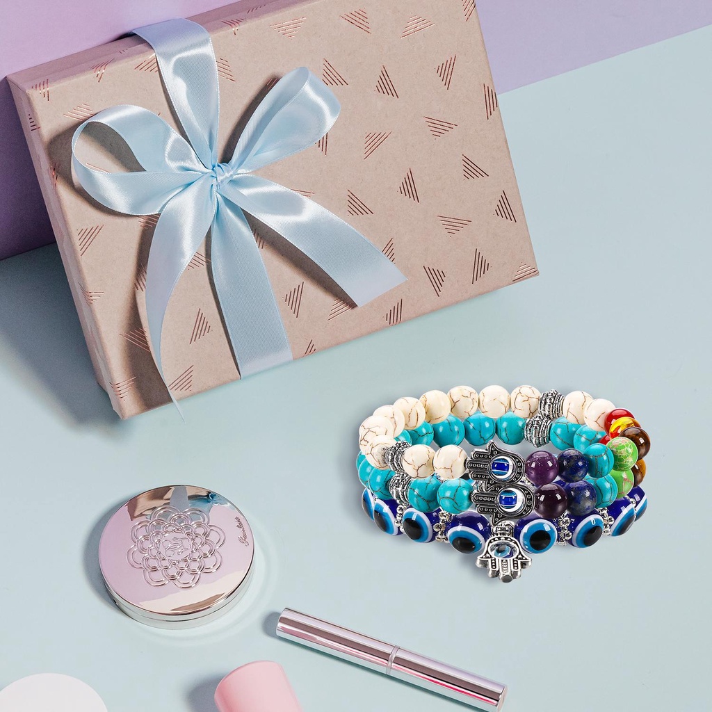 SUSANS Set 1 / 3 Vòng Tay Chuỗi Hạt Đá Mắt Quỷ Thời Trang