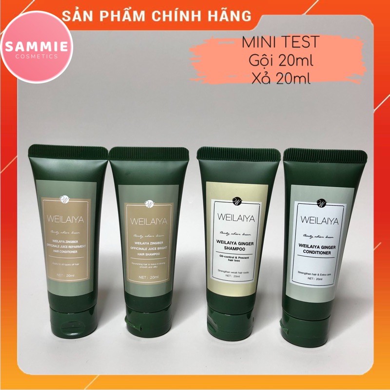 Test mini dầu gội Gừng, Gừng Hà Thủ Ô, sữa tắm Weilaiya
