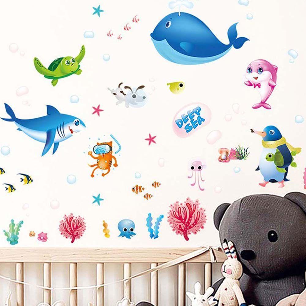 Sticker Dán Tường Chống Thấm Nước 70 * 50cm Họa Tiết Đại Dương Dùng Trang Trí Phòng Trẻ Nhỏ